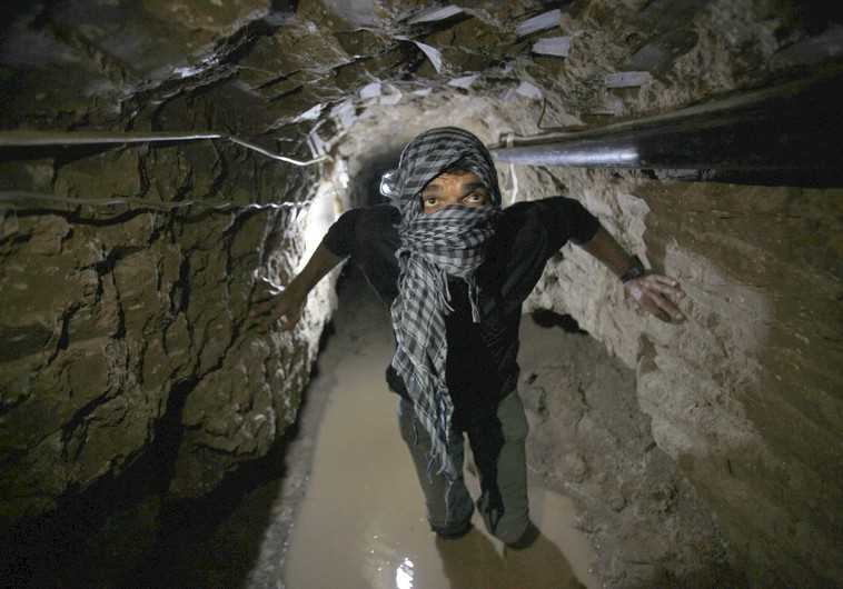 A smuggling tunnel beneath the Egyptian-Gaza border in Rafah [File] (credit: REUTERS)