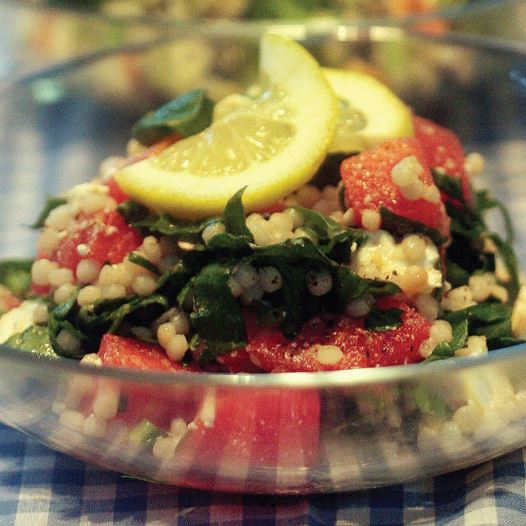 Couscous with watermelon, watercress and feta (credit: Courtesy)