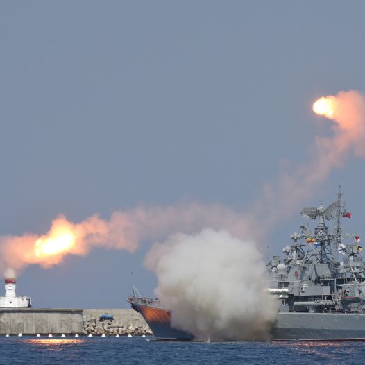 A Russian warship fires [File] (credit: REUTERS)