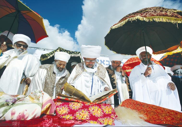 ETHIOPIAN-ISRAELI KESSIM celebrate the Sigd holiday in Jerusalem&rsquo;s Armon Hanatziv