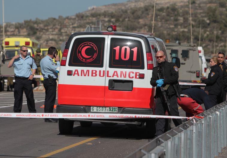 A Palestinian Red Crescent ambulance