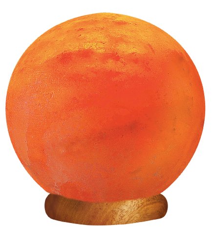 Globe hand carved Natural Air Purifying Himalayan Salt Lamp with Neem Wood Base, Bulb, and Dimmer switch