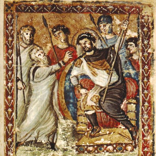 'Moses before the Pharaoh,’ a sixth-century miniature from the Syriac Bible of Paris