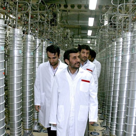 Iranian President Mahmoud Ahmadinejad (C) visits the Natanz nuclear enrichment facility, 350 km (217 miles) south of Tehran, April 8, 2008 (credit: REUTERS)