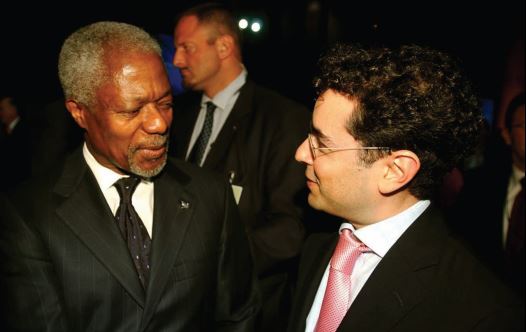 Hillel Neuer with Kofi Annan, UN secretary-general from 1997 to 2006.