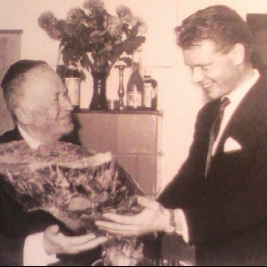 Agnon (left), recieves the Nobel Prize in 1966 (credit: Wikimedia Commons)
