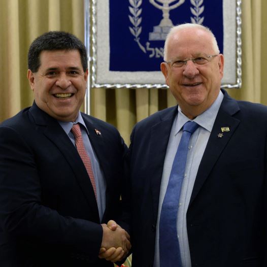 President Rivlin meets with President Cartes of Paraguay on state visit to Israel (credit: Mark Neiman/GPO)