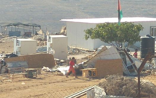 Demolition of illegal structures built by Arabs in the West Bank's Area C, August 9, 2016 (credit: MOUNT HEBRON REGIONAL COUNCIL SPOKESPERSON'S OFFICE)