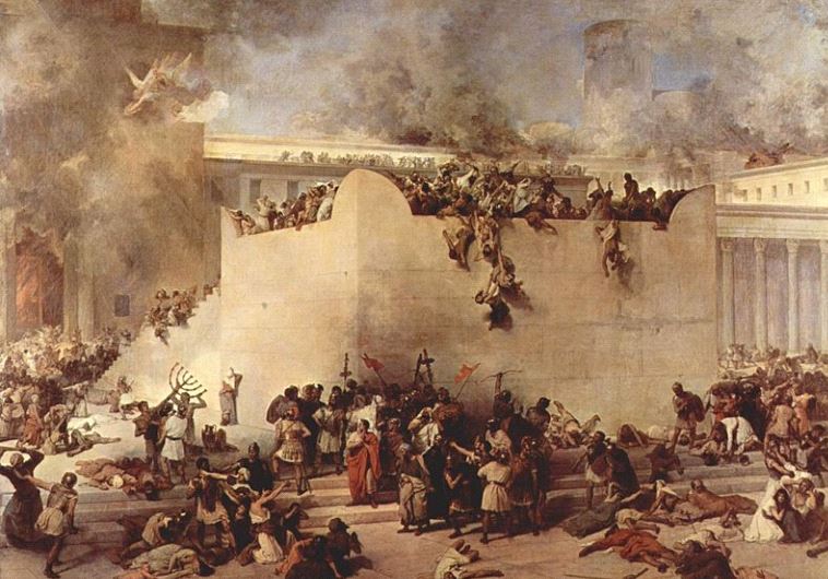 The destruction of the Temple of Jerusalem by Francesco Hayez (credit: Wikimedia Commons)