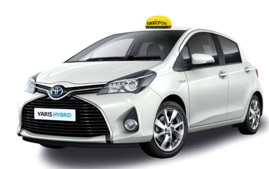A depiction of a hybrid Israeli taxi of the model type Toyota Yaris (credit: ENVIRONMENT PROTECTION MINISTRY)