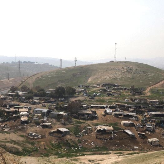Dwellings belongings to Bedouin are seen in al-Khan al-Ahmar village near the West Bank city of Jericho February 23, 2017
