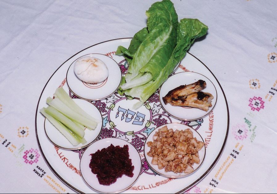 Passover seder plate (illustrative) (credit: WIKIPEDIA)