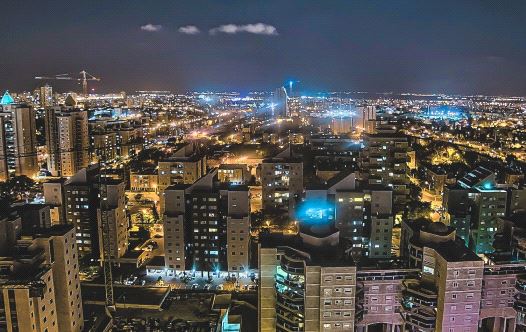  Night falls over Beersheba’s city center, which is quickly becoming a hi-tech hub for Israel (credit: BEERSHEBA MUNICIPALITY)