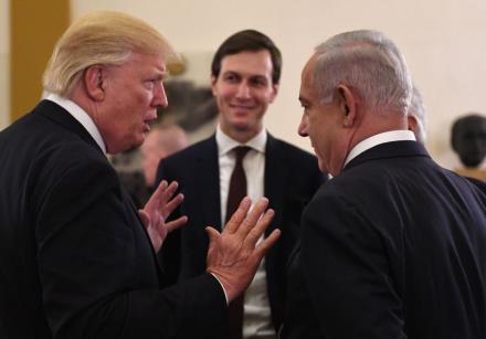 Donald Trump, Benjamin Netanyahu and Jared Kushner at the King David Hotel, May 22 2017.