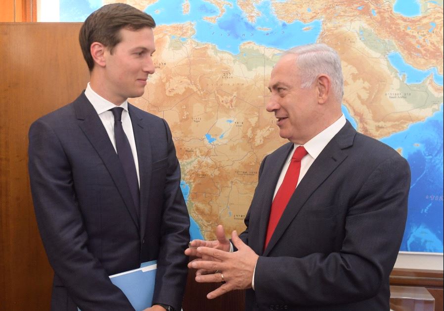 Jared Kushner meets Prime Minister Benjamin Netanyahu, June 21 2017. (photo credit: AMOS BEN GERSHOM, GPO)