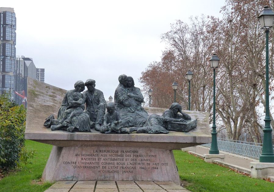 Vel' d'Hiv Monument - More than 13,000 French Jews were rounded up in Paris by the Nazis in 1942. (credit: LEONIEKE AALDERS VIA WIKIMEDIA COMMONS/CC BY-SA 3.0)