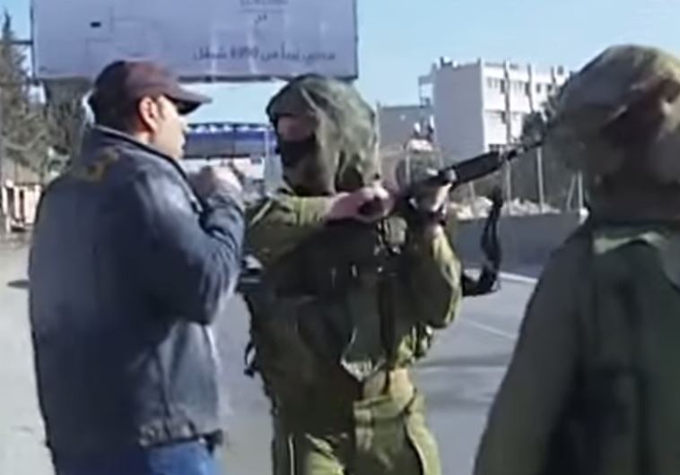 Footage of an IDF soldier in a violent confrontation with a Palestinian man in the West Bank