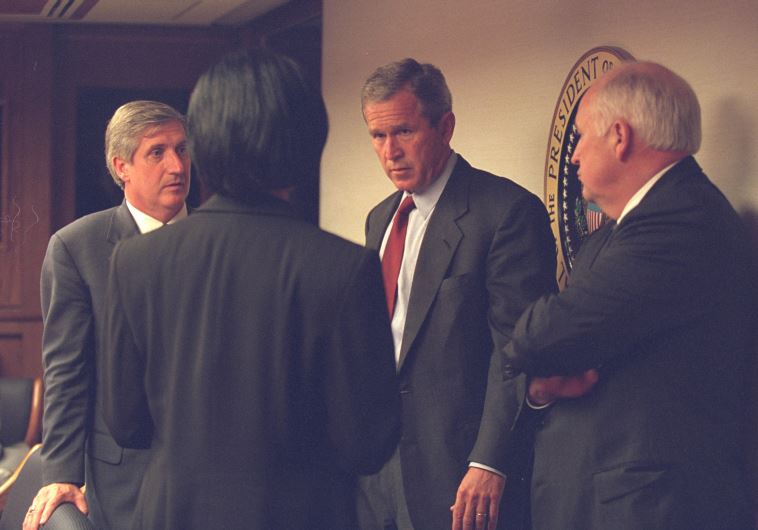 US. President George Bush (2nd R) is pictured with Vice President Dick Cheney (R) and senior staff in the President's Emergency Operations Center in Washington in the hours following the September 11, 2001 attacks.