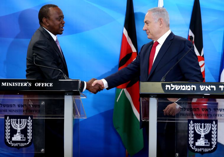Kenyan President Uhuru Muigai Kenyatta meets Netanyahu