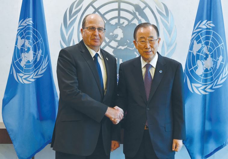 UN SECRETARY-GENERAL Ban Ki-moon receives Defense Minister Moshe Ya’alon in New York