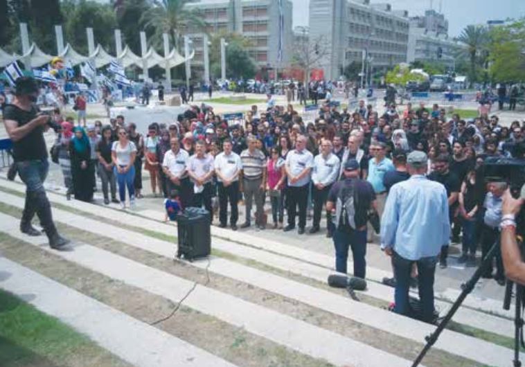 PEOPLE GATHER a Nakba Day event in Tel Aviv yesterday as Im Tirtzu holds a counter-protest