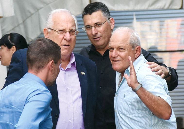 REUVEN RIVLIN (left), Gideon Sa’ar and Chaim Katz.