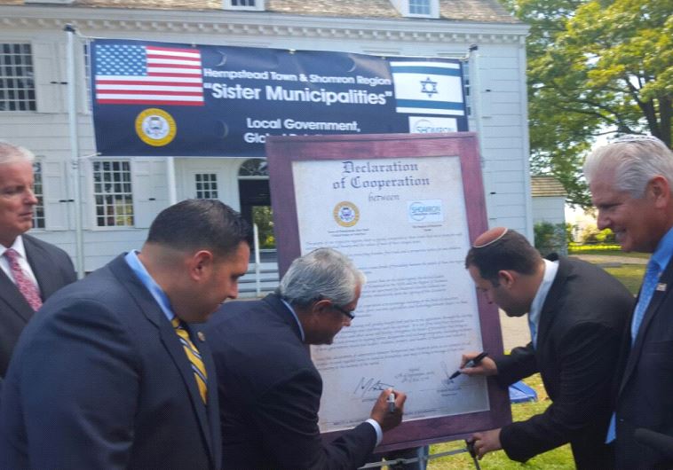 Hempstead New York signs sister city pact with settler council