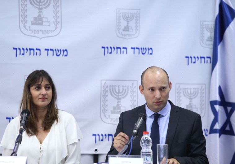 Edication Minister Naftali Bennett at the release of the Meitzav elementary school assessment exam