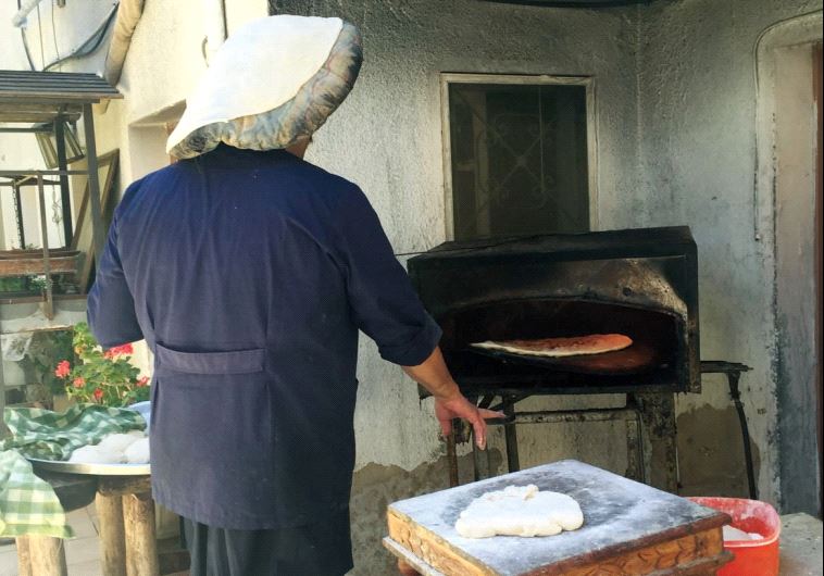 Making typical Druse pita in Usfiya
