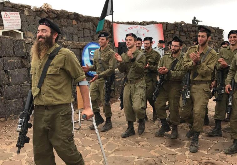 Mendy Boteach and his Unit Receiving their "Warrior Pins" on Har Bental in the Golan Heights