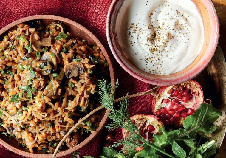 Emmer wheat and mushroom pilaf