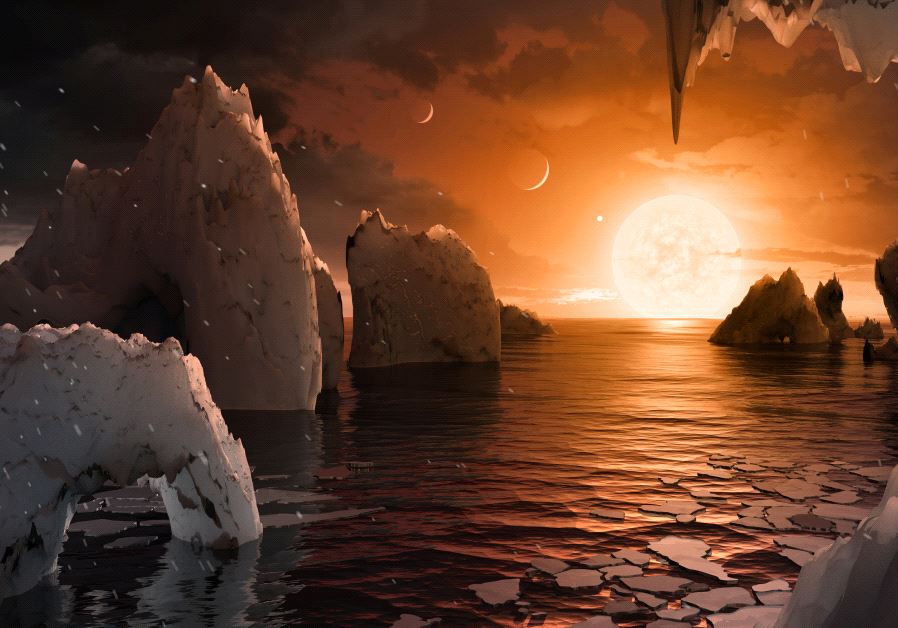An artist's depiction shows the possible surface of TRAPPIST-1