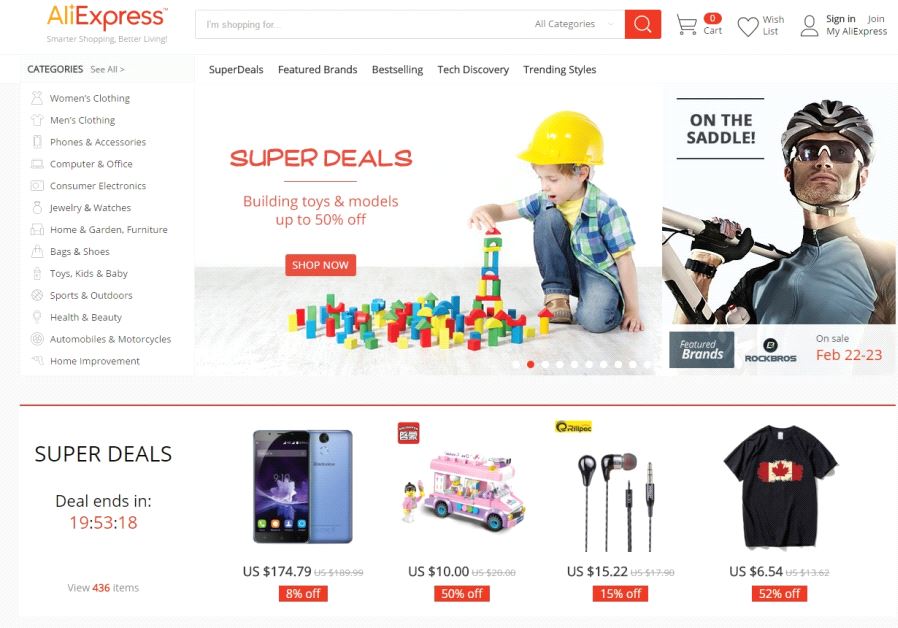 A screenshot from AliExpress