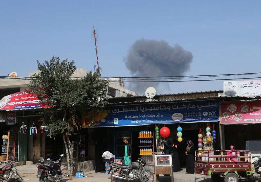 Smoke rises following what police said was an Israeli air strike in Rafah in the southern Gaza Strip February 27, 2017
