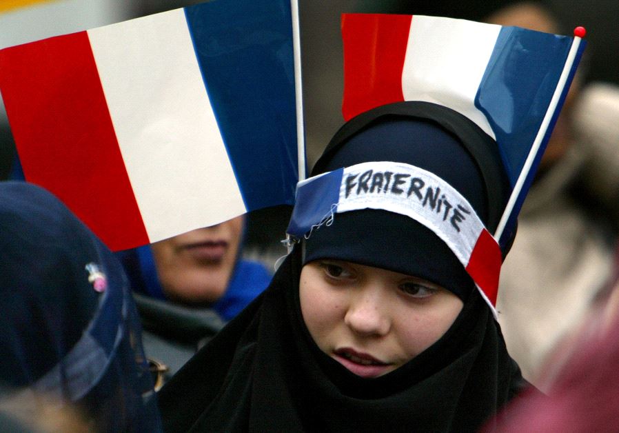 Woman in hijab in france  
