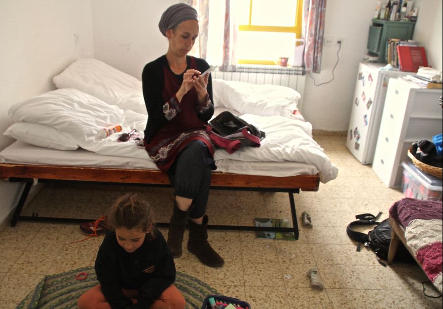 Tamar Nizir in one of her family's two rooms at the Ofra field school