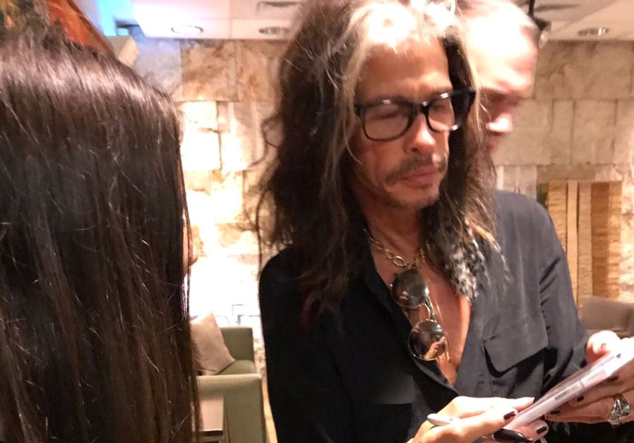 Aerosmith frontman Steven Tyler lands at Ben-Gurion Airport in Israel, May 13, 2017
