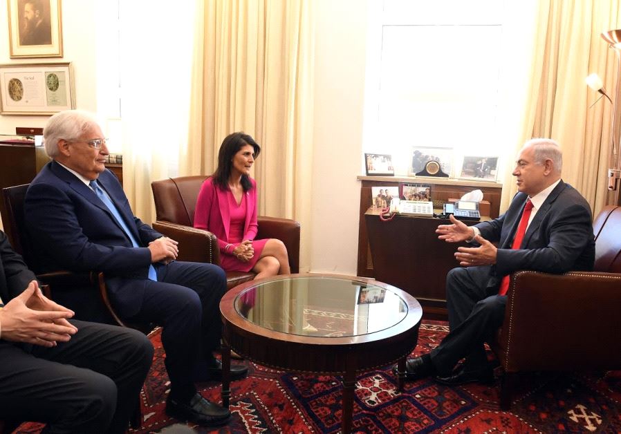 US Ambassador to the UN Nikki Haley and US Ambassador to Israel David Friedman meet with Prime Minister Benjamin Netanyahu in Jerusalem